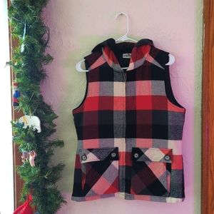 Plaid Vest with Hood